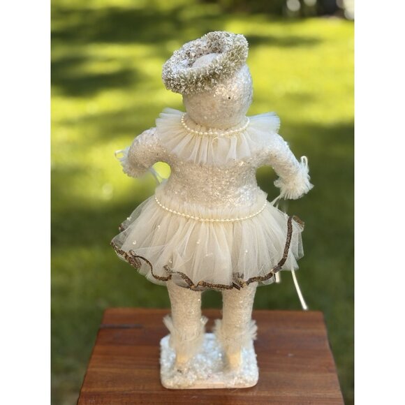 Bethany Lowe Snowman Christmas Snow Lady Tutu Pearls Holding Bell Garland 16” - Picture 3 of 13